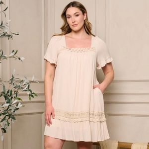 Square Neck Tinic Short Sleeve Dress Plus Size
